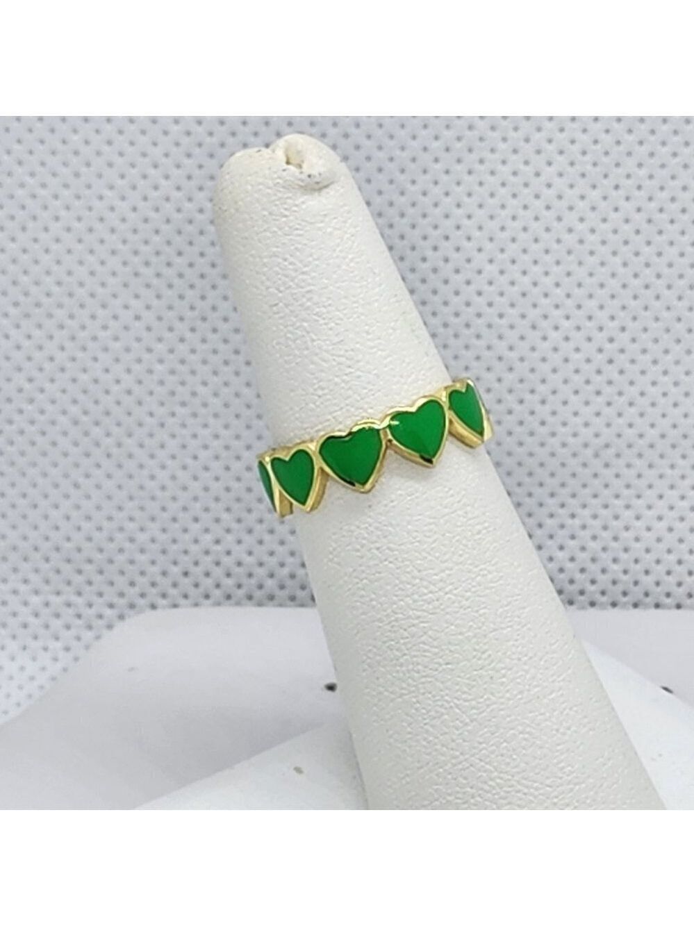 Brand New Sterling Silver 925 Multi Green Hearts Band